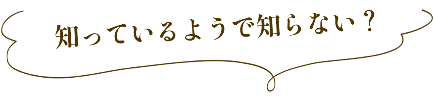 知っているようで知らない？